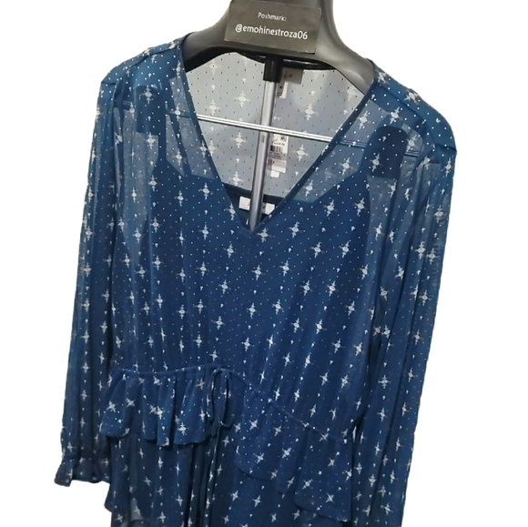 Style & Co. Teal Printed Ruffle Top - Picture 3 of 9